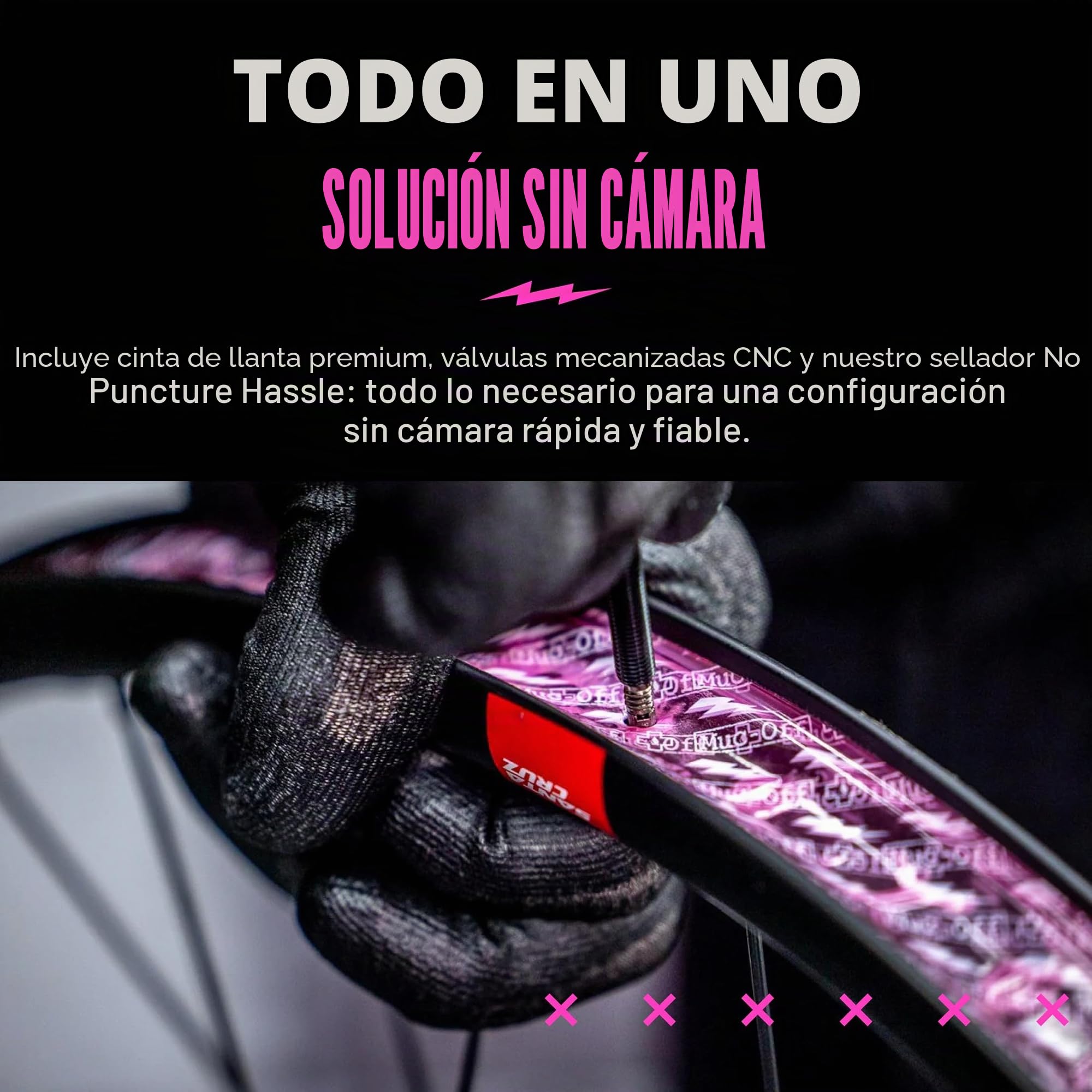 Muc-Off Ultimate Tubeless Setup Kit - Kit Sellador de Neumáticos para Reparación de Rueda de Bicicleta Tubeless, DH/Enduro - Incluye Fondo de Llanta, Parches, Válvulas y Sellador de Ruedas