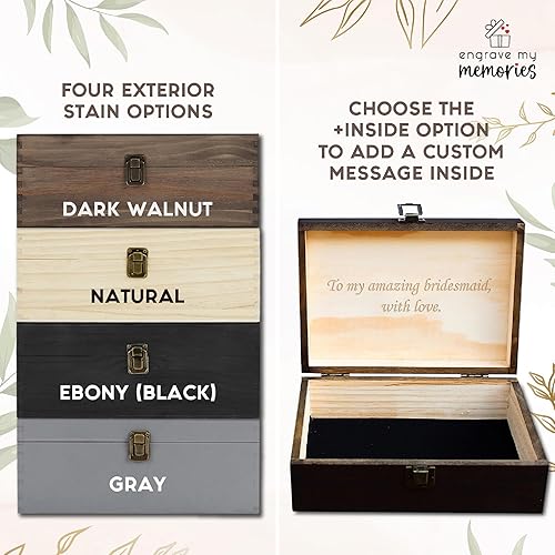 Miniatura 9 de Caja de recuerdos de madera con monograma, caja de memoria grabada con iniciales, caja de almacenamiento rústica, regalos para boda, aniversario,