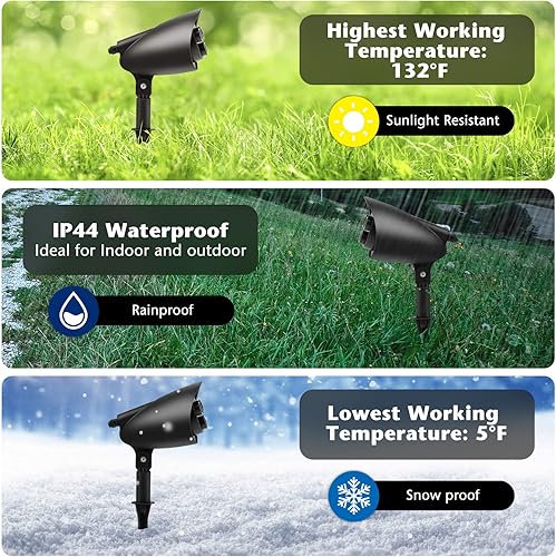 Miniatura 3 de Goplus Proyector de luces de Navidad al aire libre, lámpara de proyección LED de Papá Noel en trineo con ángulo ajustable de 65°, estaca de césped,