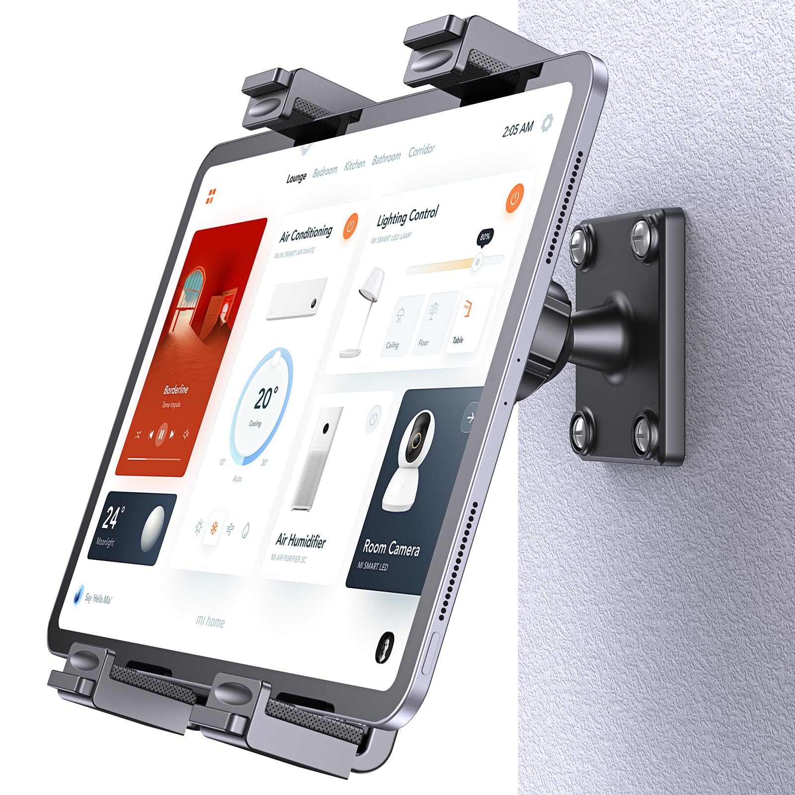 OHLPRO Supporto Da Parete Per Tablet Montaggio A Vite Forato IPad Regolazione 360° Morsetto Universale 7-11 Pollici