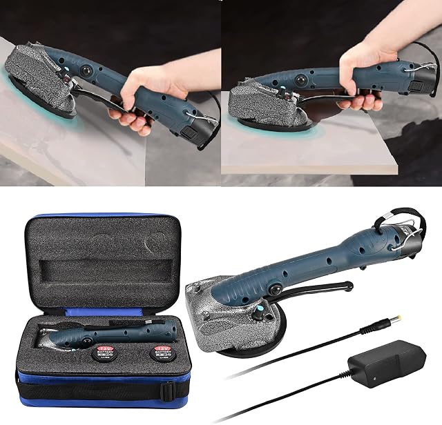 KKTECT Tile Vibration Tool 10-150 Hz Electric handheld tile auto leveling machine 10 Frequency Speed Adjustment Automatic Leveler With 125 x 125mm Tile suction vibration installation tool
