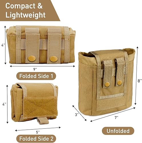 Miniatura 10 de Molle - Bolsa de basura táctica enrollable con cordón, ligera, duradera, plegable, para caza, bolsa para revistas de munición