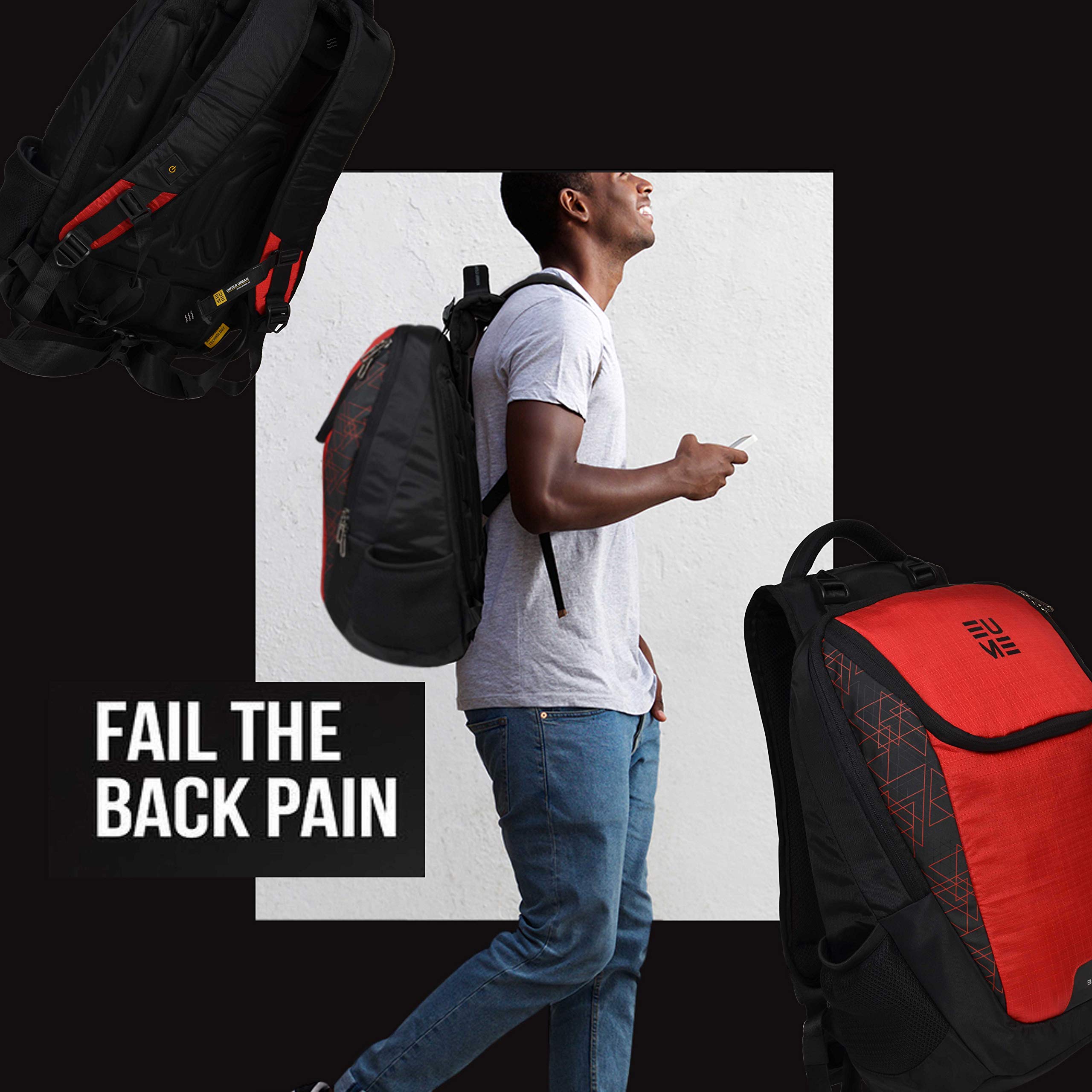 EUME Barret Massager 15.6 inch Laptop Backpack and 29 LTR Nylon Backpack with 2 Port USB Charging (Red)