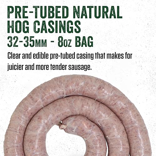 Miniatura 2 de LEM Products Pre-Tubed Natural Hog Casings, 32-35mm, Edible Sausage Casings, Stuffs Approximately 50 Pounds, Great for Sausage Links, Franks, Metts