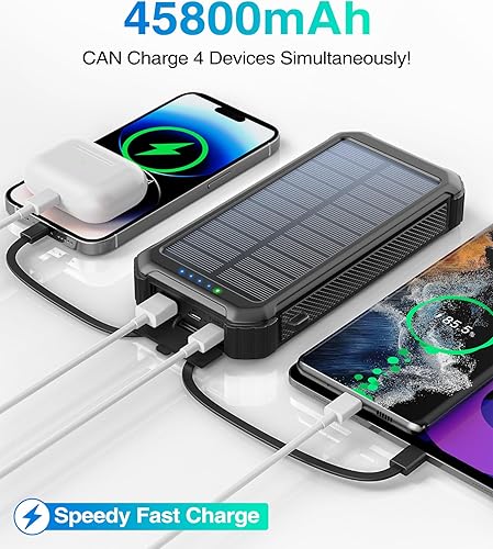 Miniatura 2 de LATIMERIA Cargador solar de 45800 mAh, cargador de teléfono portátil con entrada USB C, panel solar de carga rápida 5V3.1A QC 3.0 para teléfono