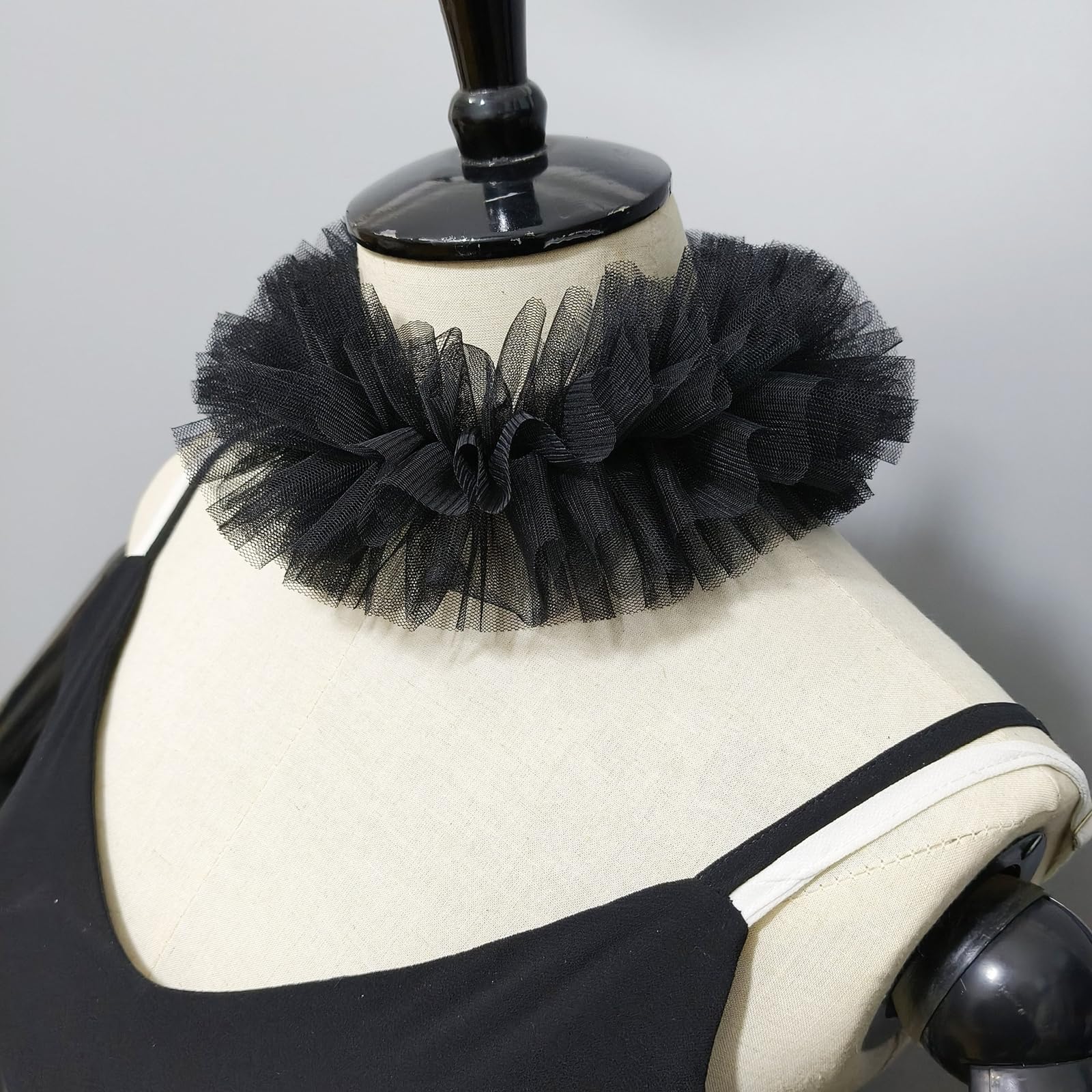 YUXITA Elizabethan Mesh Neck Ruff Detachable Ruffle Collar and Wrist Cuffs for Medieval Costume and Historical Reenactments - Image 7