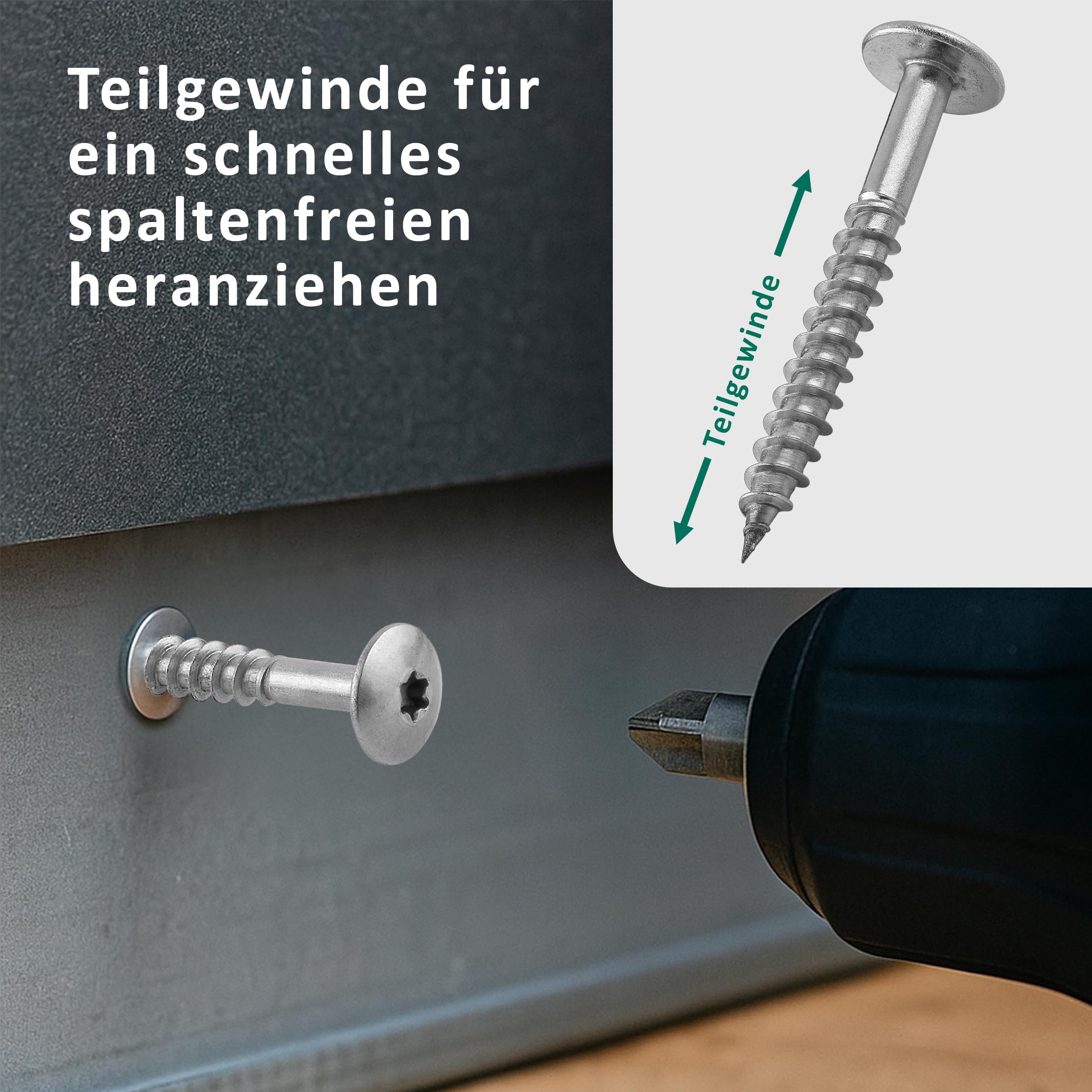 DSM – Vis de façade Trespo 4,8 x 70 mm – Acier inox A2 – tête fraisée ronde avec empreinte TX20 – auto-perçante & résistante à la corrosion – Vis pour bois – Idéal pour panneaux HPL – Lot de 500