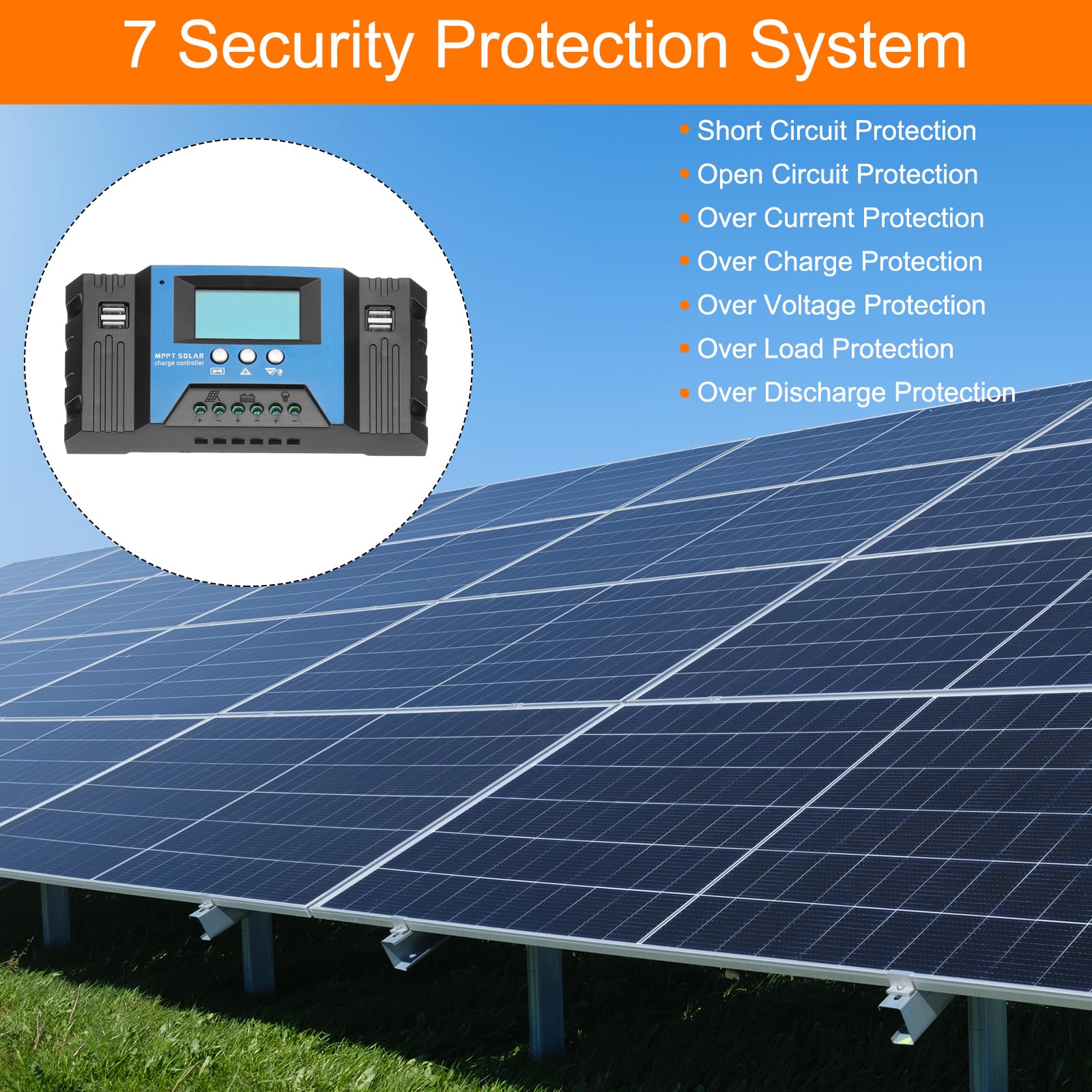 QUARKZMAN Controllore di Carica Solare MPPT 40A Caricatore Pannello Solare 12V/24V Auto, Regolatore Intelligente con Display LCD 4 Porte USB Batteria al Piombo/Litio
