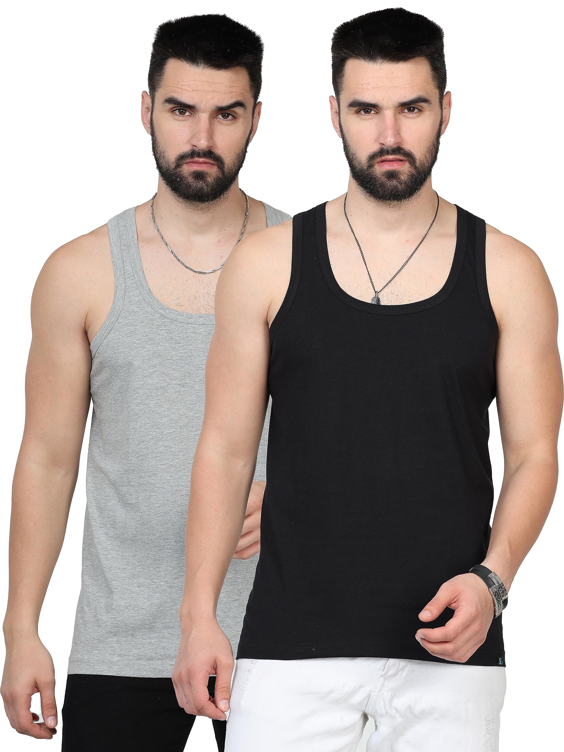 JUARI BE A GENTLEMANCotton, Regular Fit, Sleeveless, Round Neck High Moisture Absorbing Combed Vest for Men (Pack of 2)