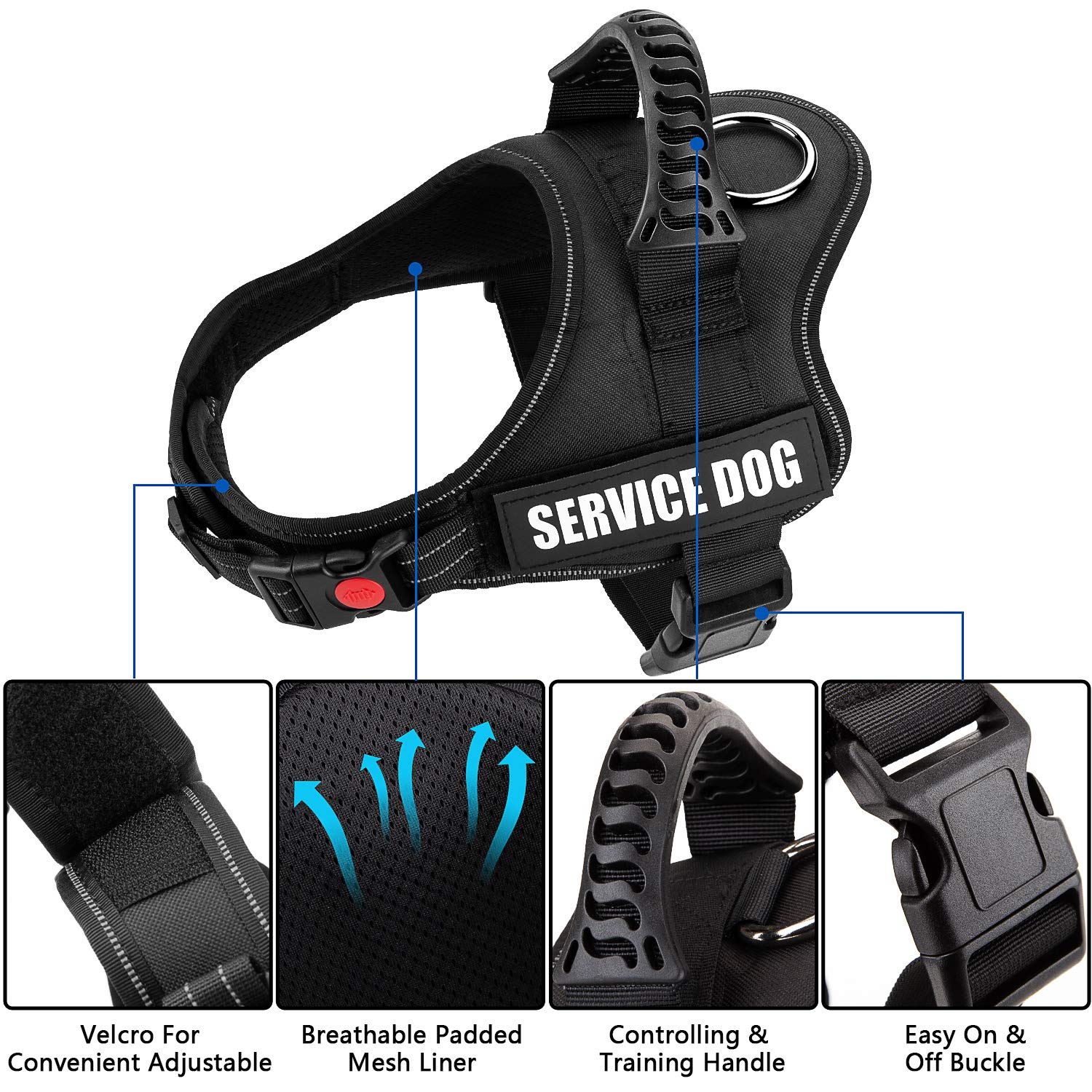 TOMSENN® Comfortable Padded Dog Harnesses for Service Dogs Animal Harnesses Dog Harnesses Animal Harnesses for Dogs