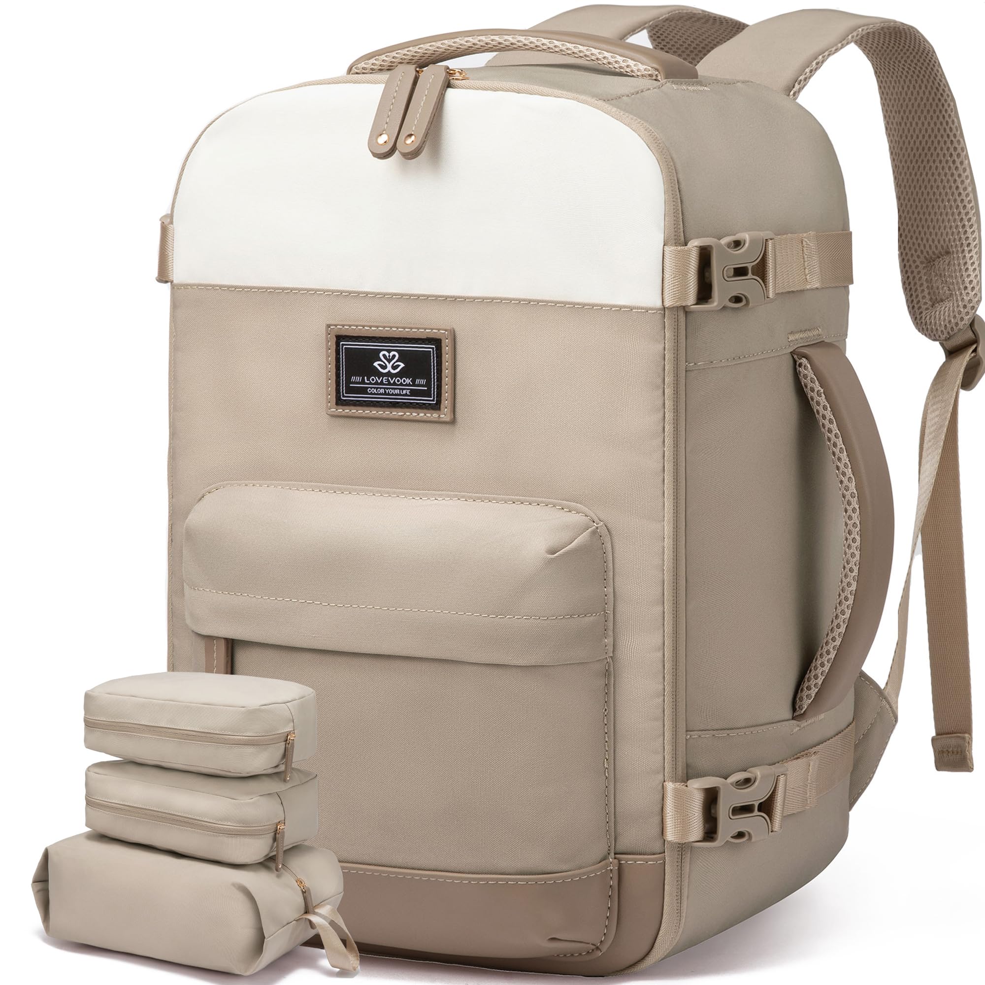 LOVEVOOK Rucksack Handgepäck Flugzeug, Reiserucksack Herren Damen Groß, 40L Cabin Bag Bordgepäck Rucksack, Weekender Tasche für 17,3 Zoll Laptop, Kofferrucksack für Reise