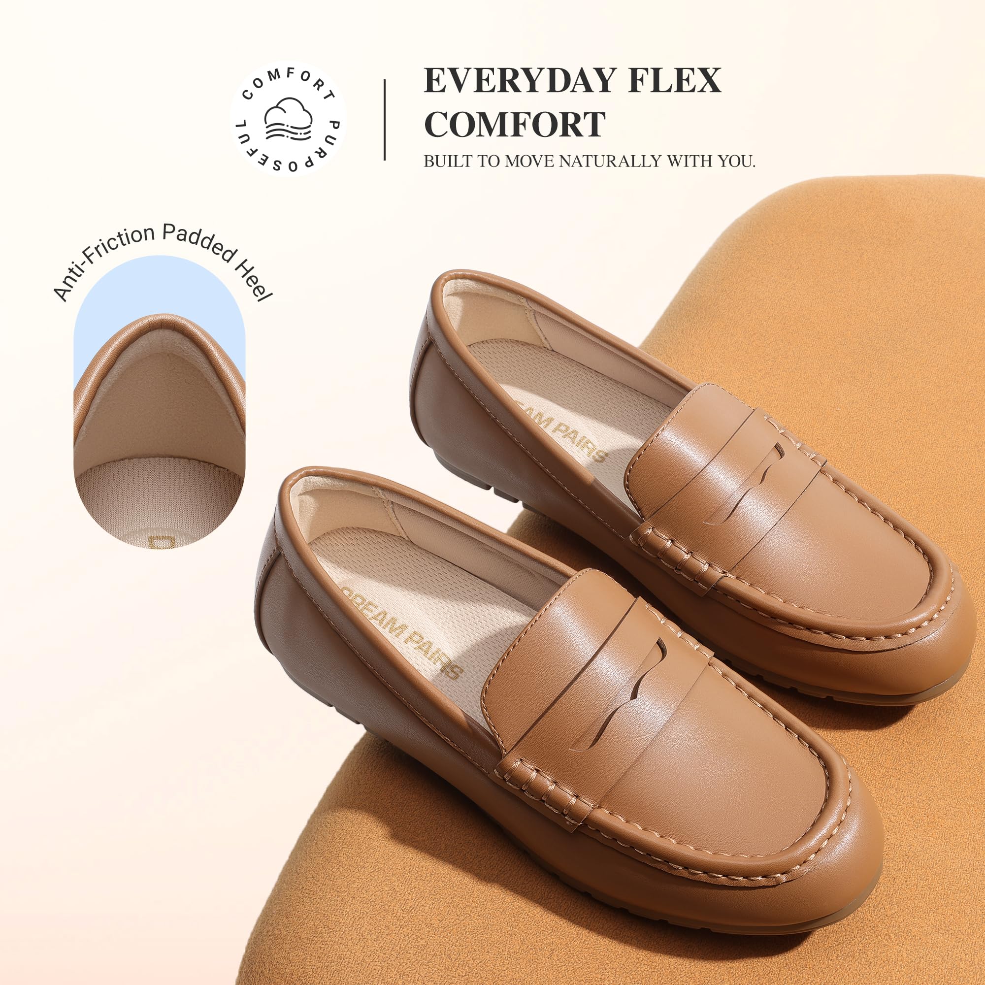DREAM PAIRS Damskie mokasyny wsuwane wygodne buty robocze, Brązowy, 41 EU
