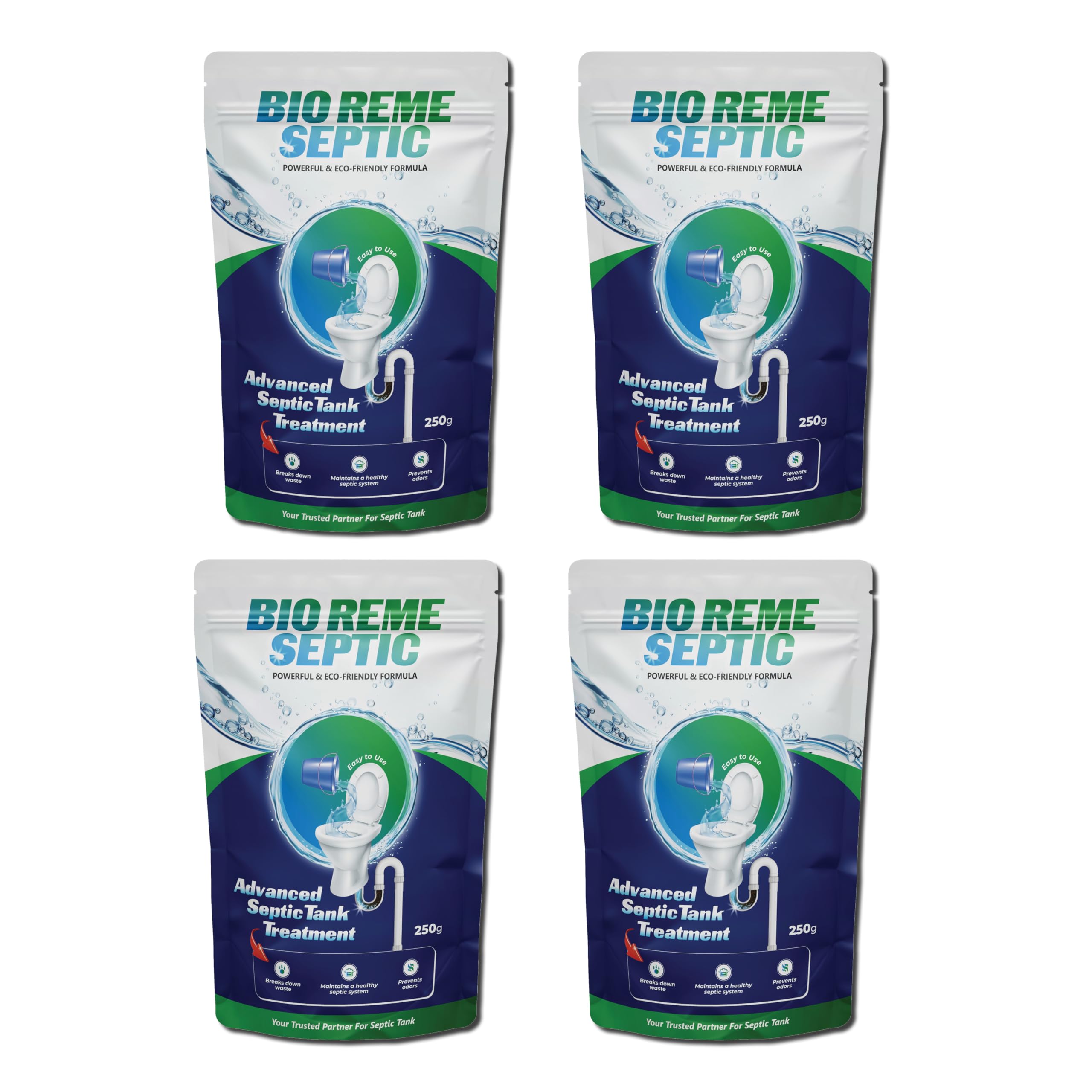 Septic Tank Cleaner Bacteria Reduces Sludge Build-Up Odour Removing Powder Bacteria Eco Friendly Available In Pack of 4 (250 gm)