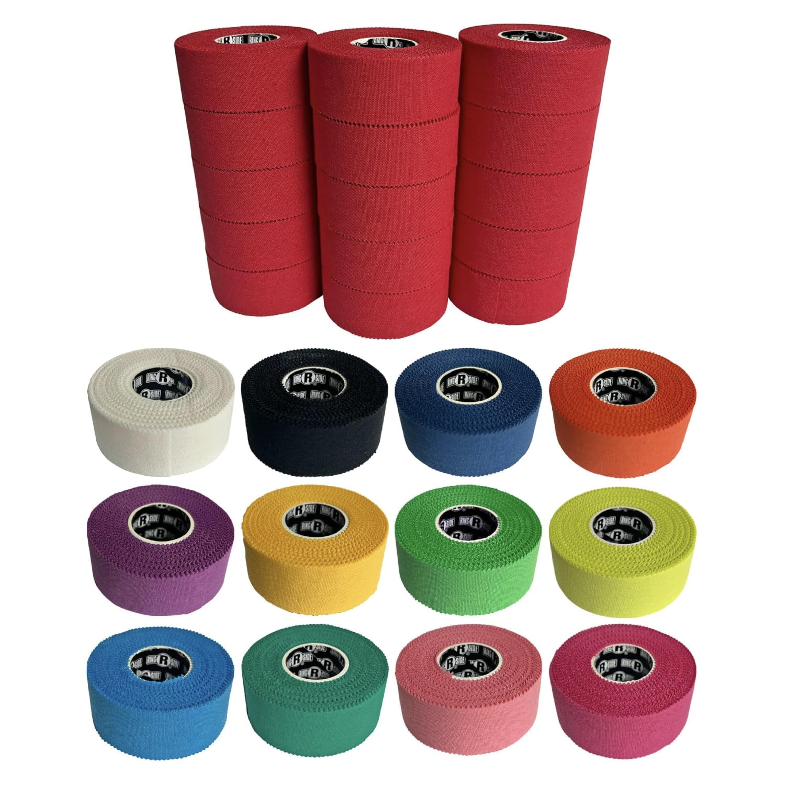 Ringside 1" Athletic Trainers Tape, Cotton Kinesiology Tape for Combat Sports, Adhesive, 30 Foot Rolls, Red, 15 Rolls