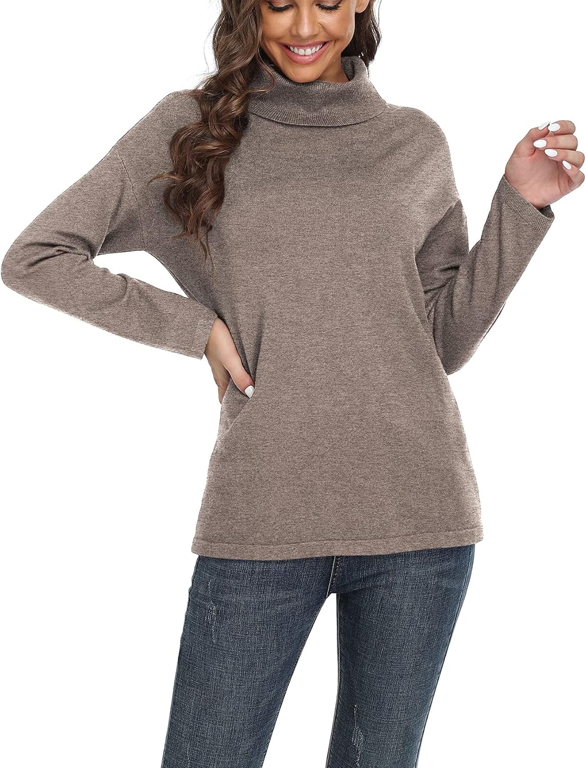VIISHOW Women's Turtleneck Sweater Long Sleeve Cozy Warm Sweater Casual Lightweight Soft Pullover Jumper Tops - Image 2