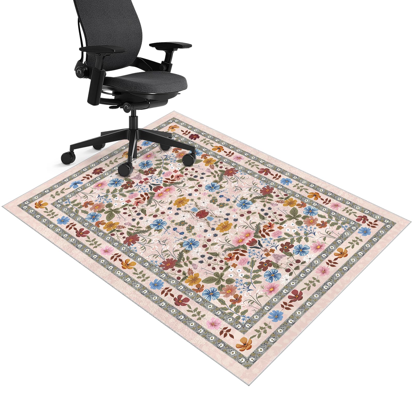 Office Chair Mat for Carpeted Floor, 70 x 80 cm Desk Carpet Protector Mat for Home & Office, Vintage Floor Mat for Office Chair, Gaming Chair Mat for Hardwood Floor, Computer Rolling Chair Mat
