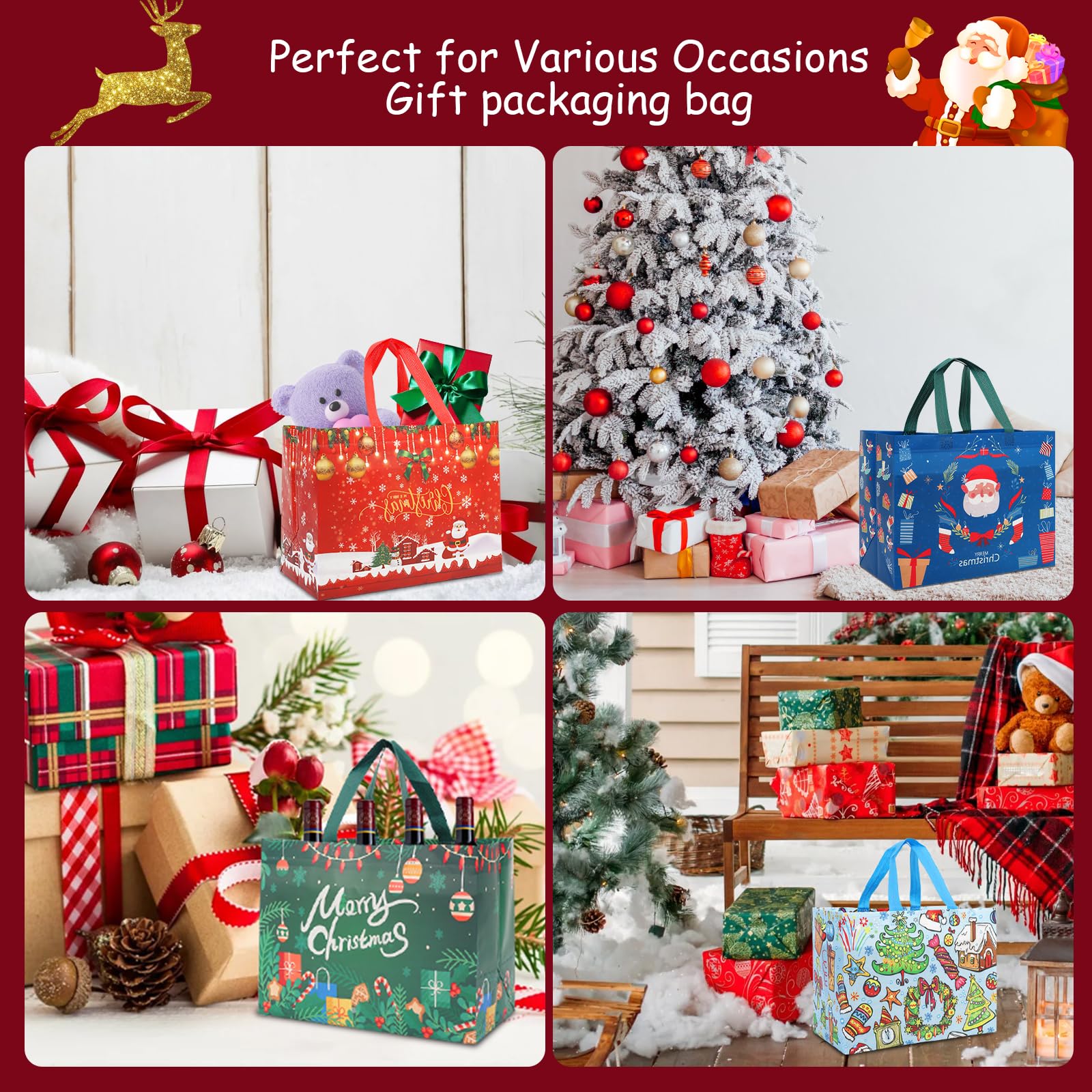 Tiamon 24 Pcs Large Winter Gift Bags With Handles Bulk Snowflake Tote - View #4