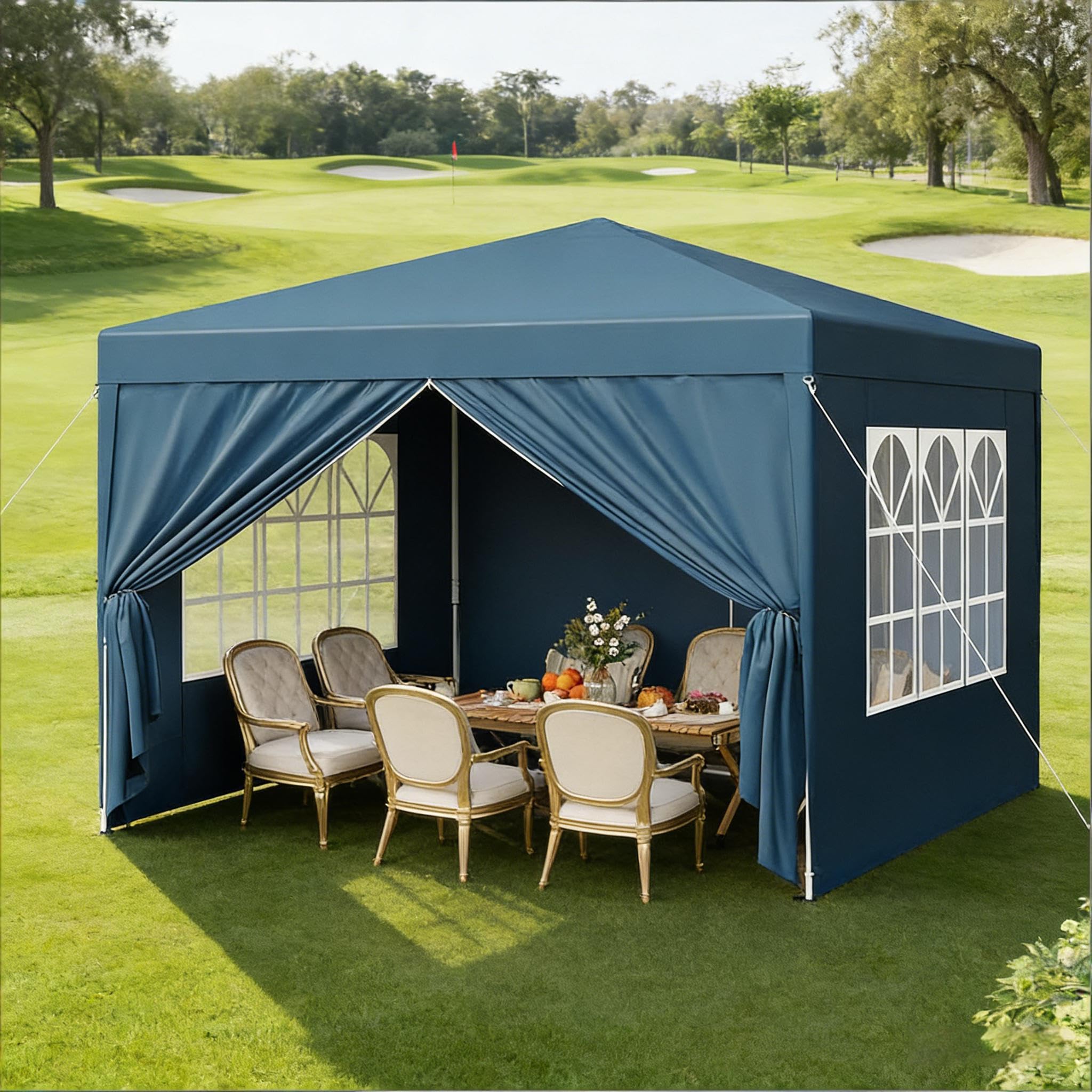 Gazebo 3 x 3 m blu – Gazebo pieghevole impermeabile con protezione UV 50+, telaio in acciaio regolabile in altezza, pieghevole, per feste, giardino, terrazza, campeggio