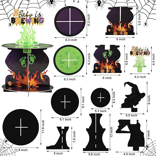 Miniatura 2 de Soporte para cupcakes de Halloween para baby shower, soporte para cupcakes de 3 niveles, torre de magdalenas de bruja de Halloween para soporte de