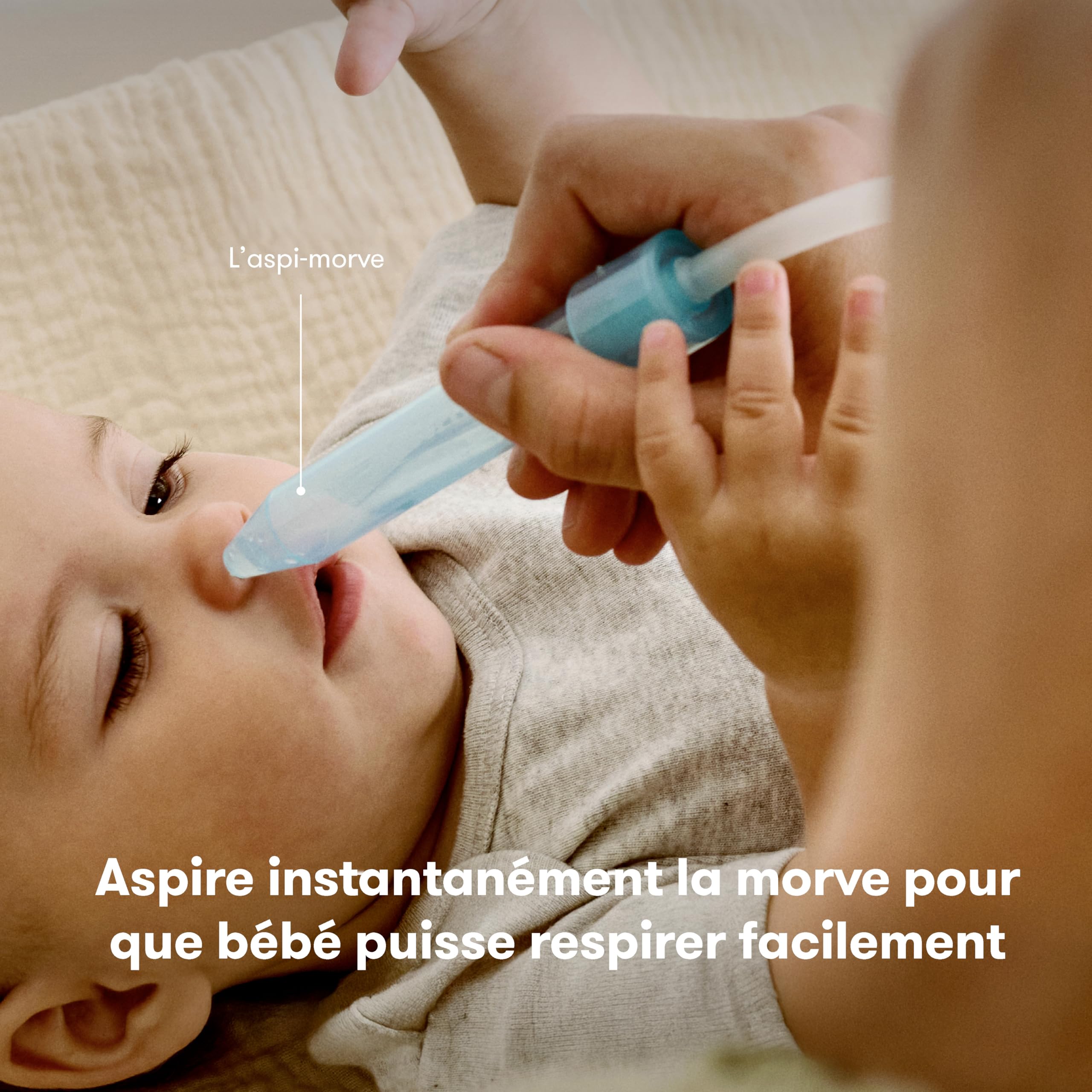 Frida Baby NoseFrida Le SnotSucker Kit avec étui de voyage : aspirateur nasal pour bébé, mouche-bébé NoseFrida + 4 filtres hygiéniques