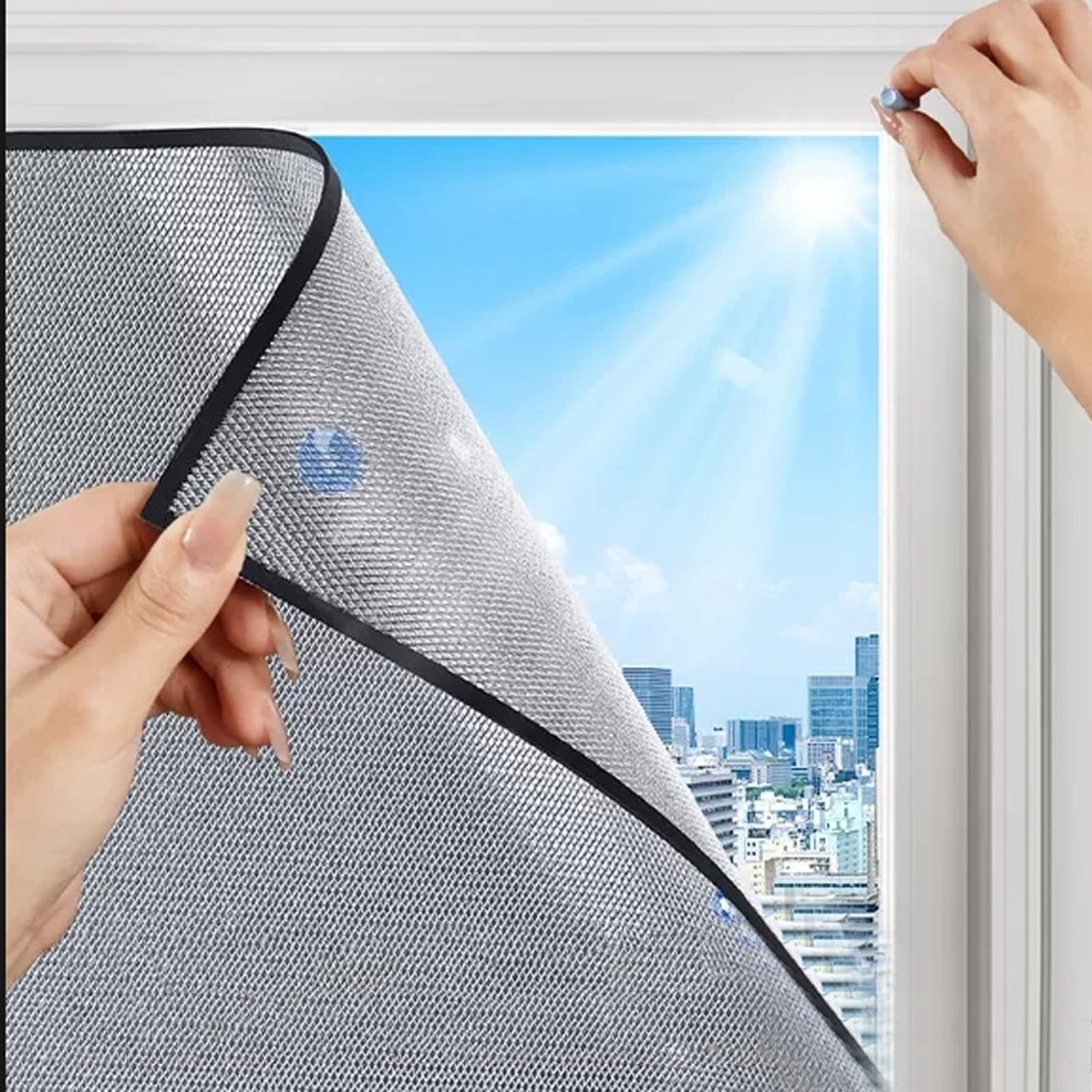 Heat Control Anti Uv Window Tint,Reflective Window Film Sunlight Blocking Reusable Aluminum Foil Insulation Film for Living Room,Office,Bathroom,Bedroom,Reflective Foil (105x160cm)