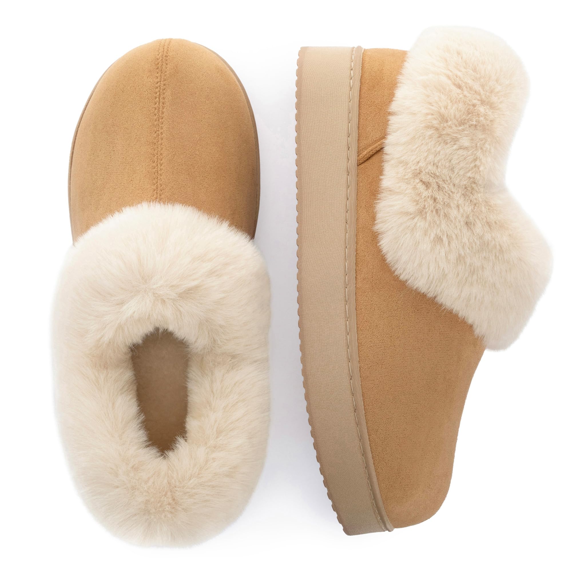 Zigzagger Women’s Memory Foam Slippers, Cozy House Shoes Indoor Outdoor with Microsuede Upper, Thick Fuzzy Fur Collar and Non-Slip Rubber Sole