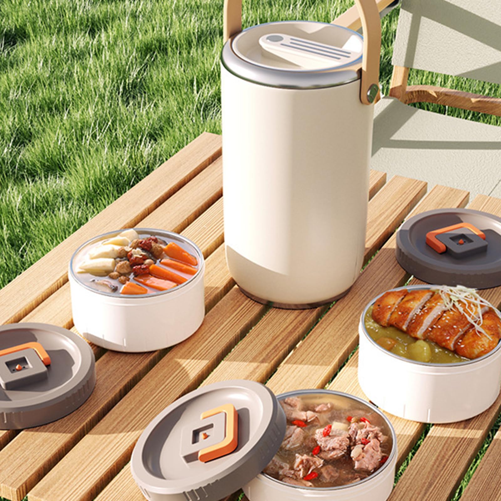Lonchera apilable aislada de acero inoxidable a prueba de fugas para uso en la oficina, apta para microondas, aislamiento al vacío, contenedor de alimentos apilable para microondas