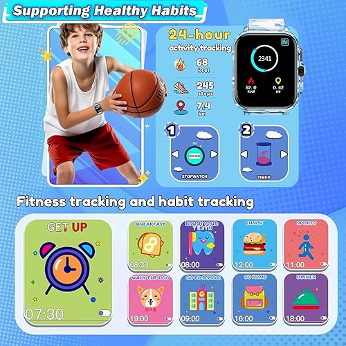 Miniatura 3 de Smart Watch for Kids Boys Age 5-12, Ai Functions Games HD Touch Screen Watches with Video Camera Music Player Pedometer Heart Rate Sleep Tracker