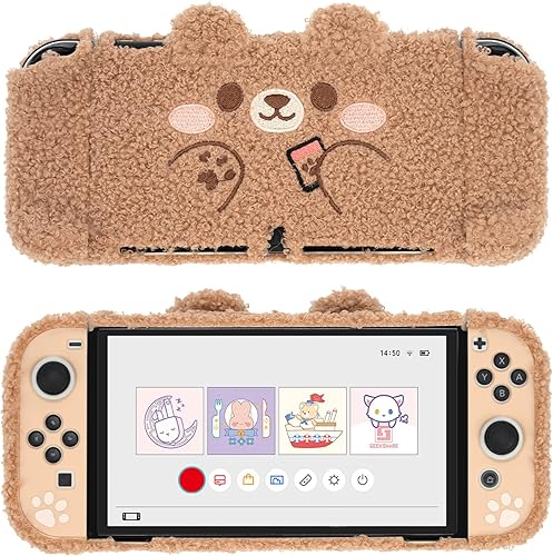 Miniatura 8 de GeekShare Estuche de peluche compatible con Switch 2 (2025), cubierta protectora NS2 para consola Switch y controlador de agarre tipo oso de peluche