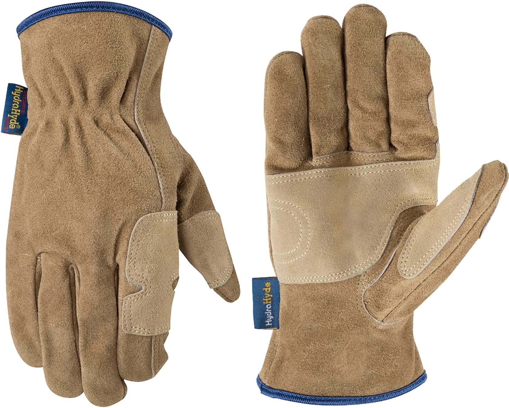 Wells Lamont Men’s HydraHyde Leather Work Gloves, Water-Resistant Split Cowhide, Reinforced Palm for Ranching, Fencing, and Construction