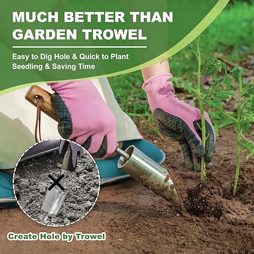 Miniatura 2 de Maceta de bombilla pequeña, maceta manual de 6 pulgadas de profundidad, maceta de acero inoxidable que no se dobla, trasplantadora de bulbos de