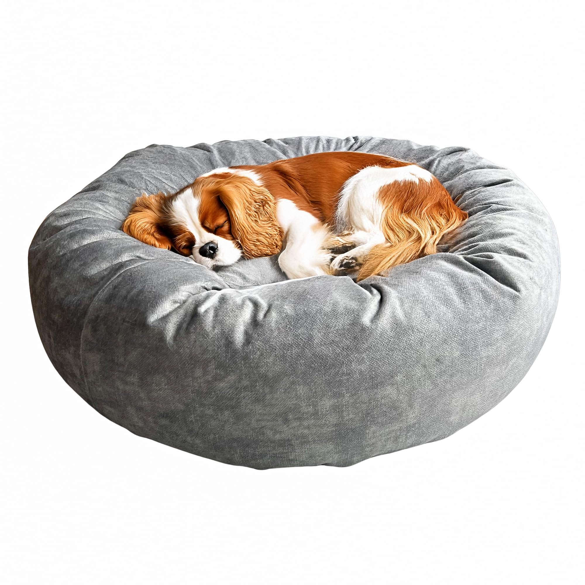 Donut Haustierbett, Bezug abnehmbar zum Waschen, Katzenbett, rundes Hundekissen mit hochgezogenen Rändern, tierfreundliches Polstermaterial (M (80cm))