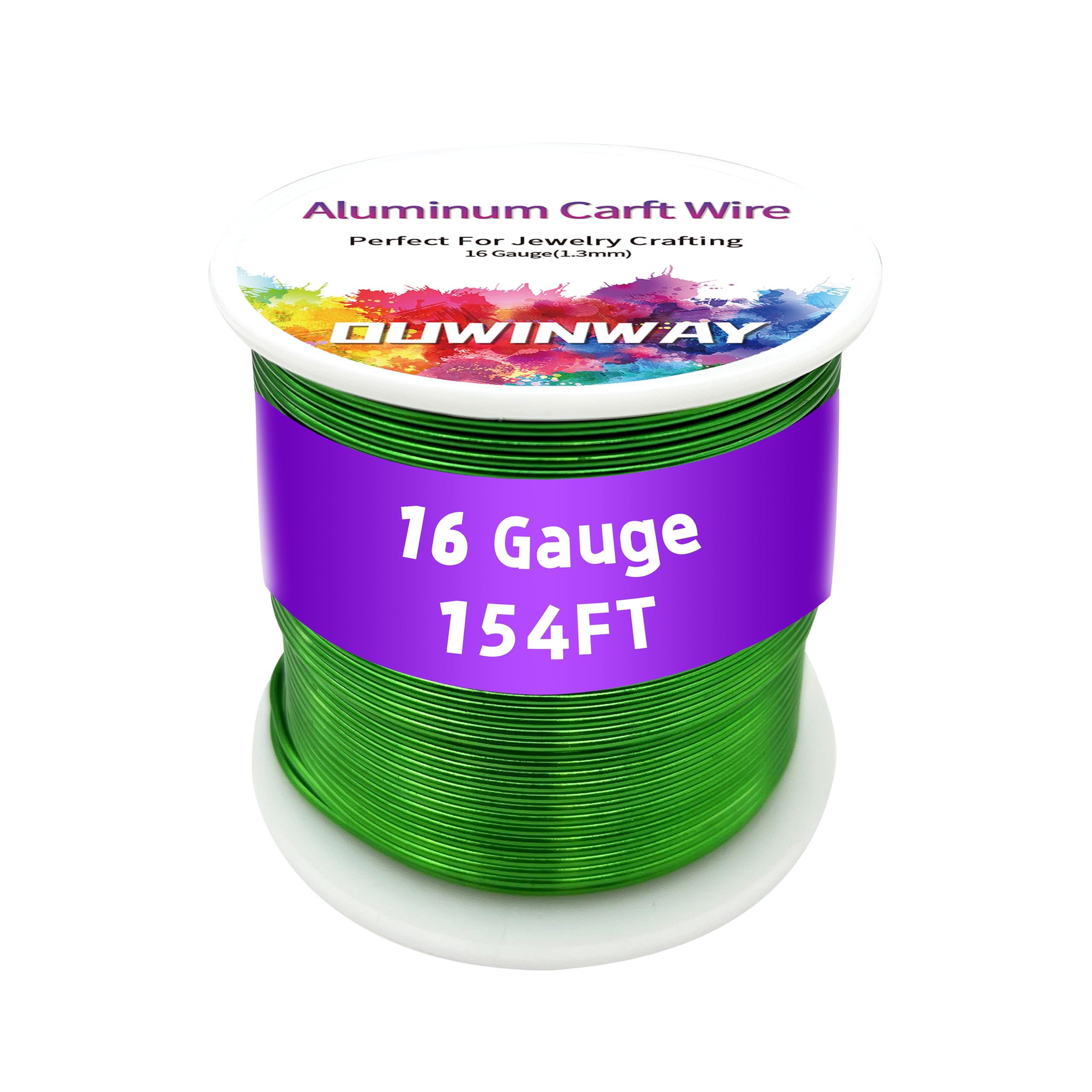 16Gauge Green Aluminum Crafts Wire 154FT, for Jewelry Crafting, Gemstone Metal Coiling, Sculpting, Armature, Jewelry Making Beading Floral Soft DIY Metal Craft Art Wires Colored and Soft