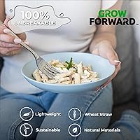 Vista 49 de Grow Forward Tazones de paja de trigo prémium para pasta, 30 onzas, irrompibles, anchos y poco profundos, juego de 6 cuencos de plástico