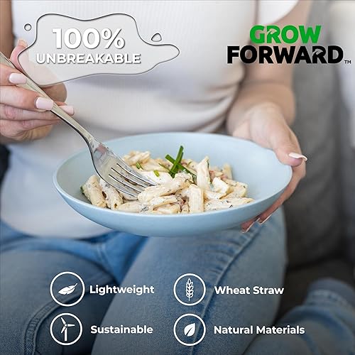 Miniatura 49 de Grow Forward Tazones de paja de trigo prémium para pasta, 30 onzas, irrompibles, anchos y poco profundos, juego de 6 cuencos de plástico