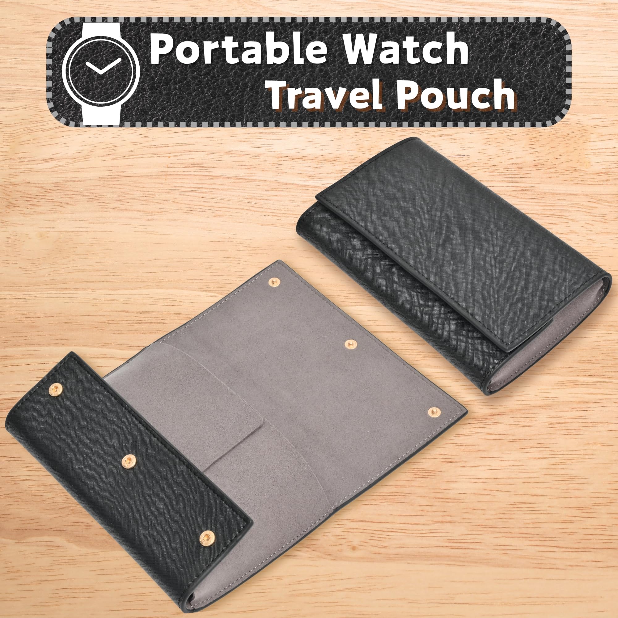 Reise-Leder-Uhrentasche, Uhrenreisetasche mit Wildlederfutter