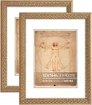 11x14 en Or Motif de travail emboîté cadre d'image classique orné avec haute brillance Rim, 8x10 pouces Photos ou oeuvres, Real Glass Protection
