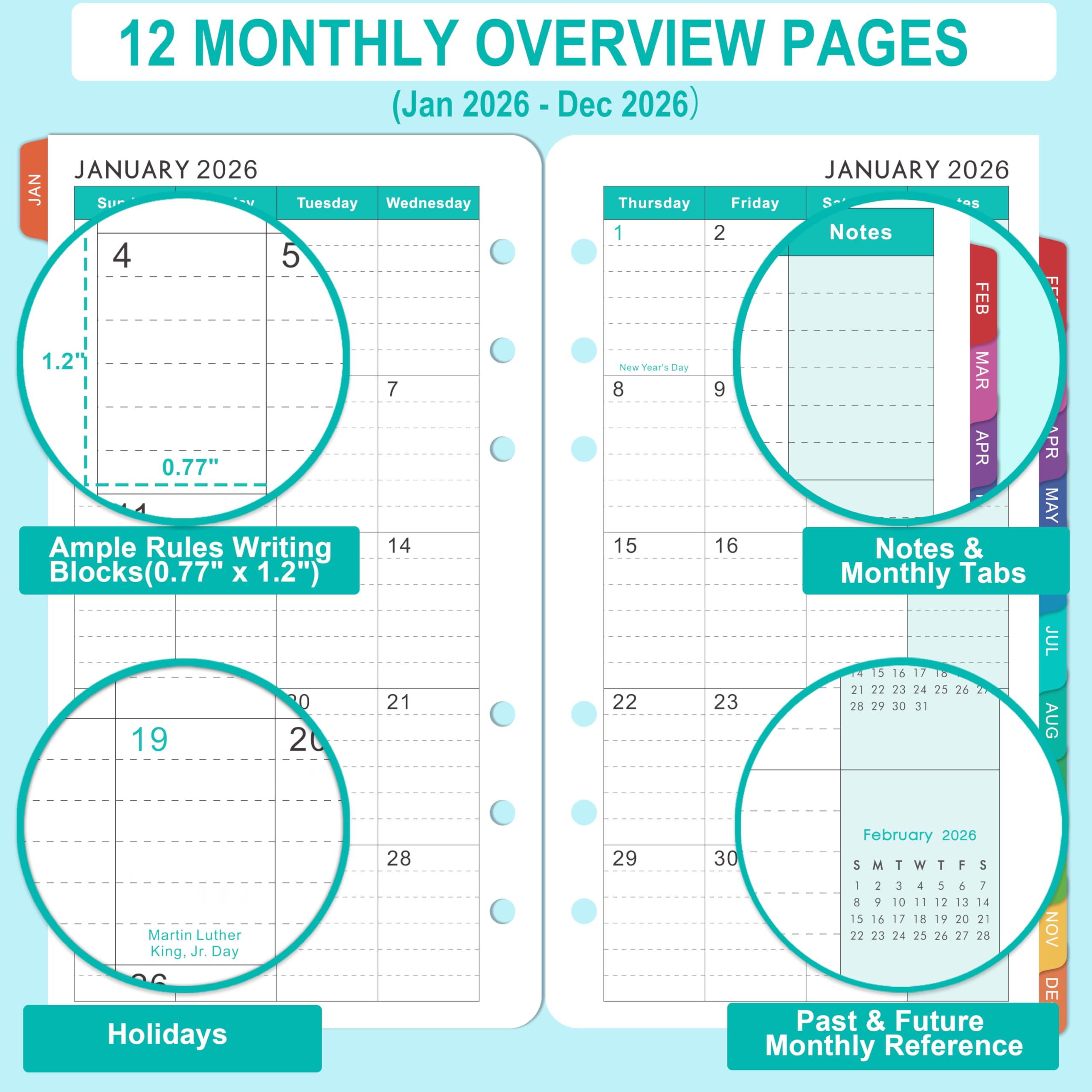 Snapklik.com : 2026 Planner Refills - A6 Weekly And Monthly Planner Inserts