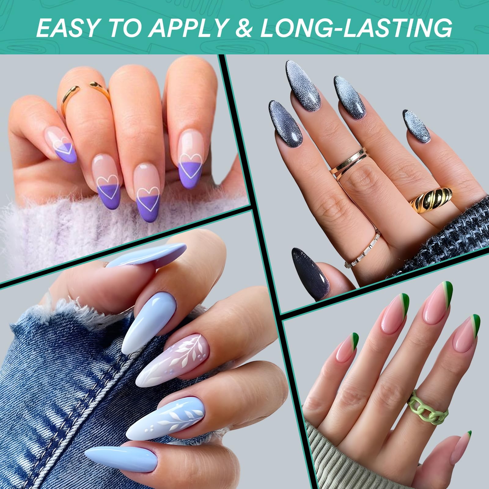 Alyvisun 550 Piezas Uñas Postizas Transparentes, 11 Tamaños Tips Uñas Falsa Con 240 Piezas Gel Uñas Pegatinas Kit, Artificial Puntas de Uñas Francesas con Caja para Mujeres Niñas Salones y DIY