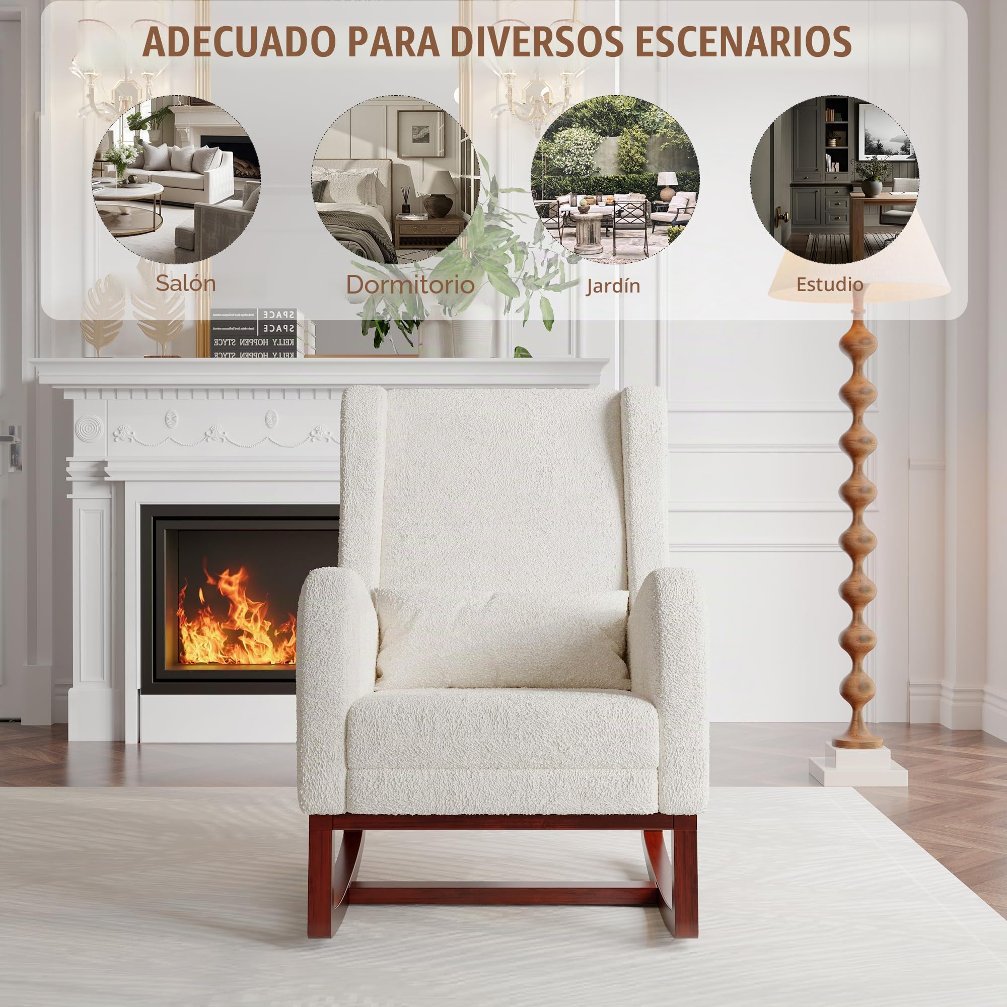 Mecedora, silla de lactancia, mecedora con reposapiés y bolsillo lateral, silla de lactancia, cómoda silla de lectura con reposabrazos, silla acolchada para salón o dormitorio