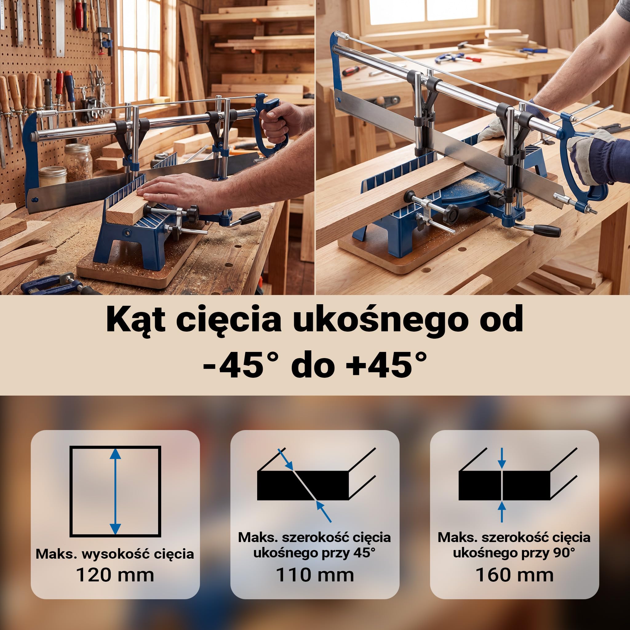 Precyzyjna ręczna piła kątowa 600mm piła stołowa ukośna ukośnica do drewna przyrżnia nastawiana
