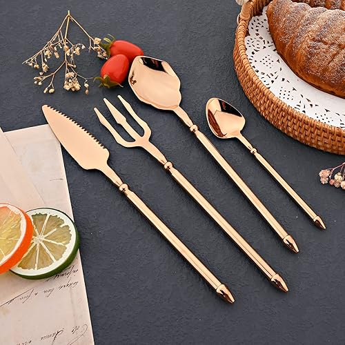 Miniatura 10 de JASHII Juego de cubiertos de acero inoxidable 304 de 4 piezas, ajuste gourment, elementos náuticos creativos de lujo, utensilios de vajilla, aptos