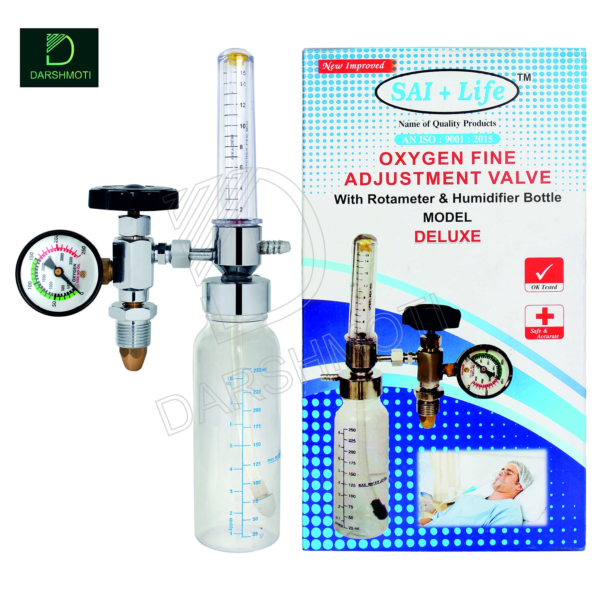 DARSHMOTI® Sai Life Oxygen Fine Adjustment Valve with RotaMeter