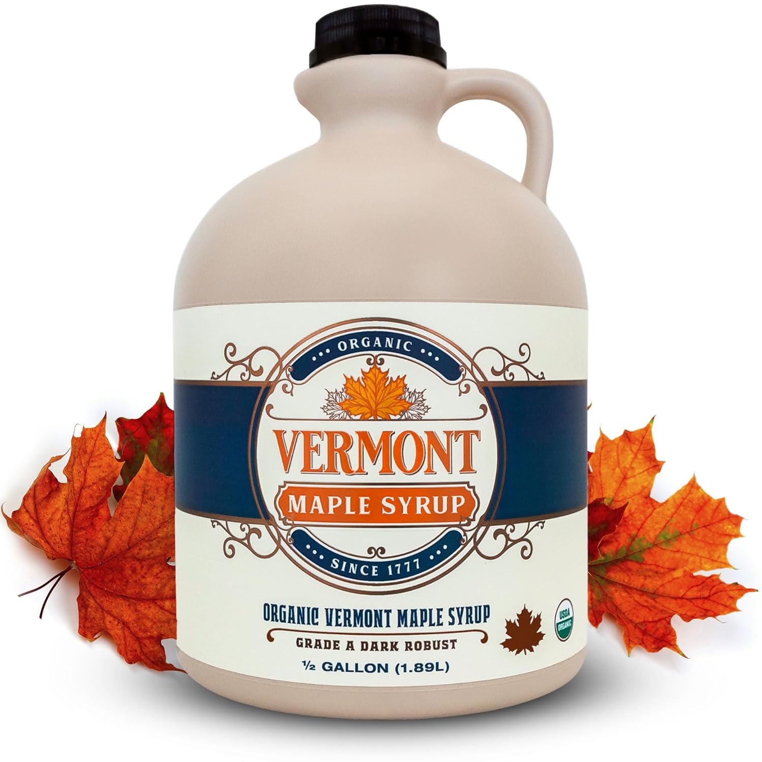Vermont Maple Syrup - 64 oz Grade A, Dark Robust Organic Maple Syrup - 100% Pure and Authentic Maple Syrup for Pancakes, Waffles and More - Nut free, Gluten Free, Vegan, Paleo