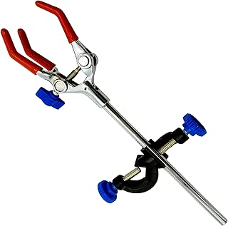 OESS Lab Clamp 3 Prong Finger Style Rubber-Coated Head A Black Laboratory Stand Clip - coolthings.us