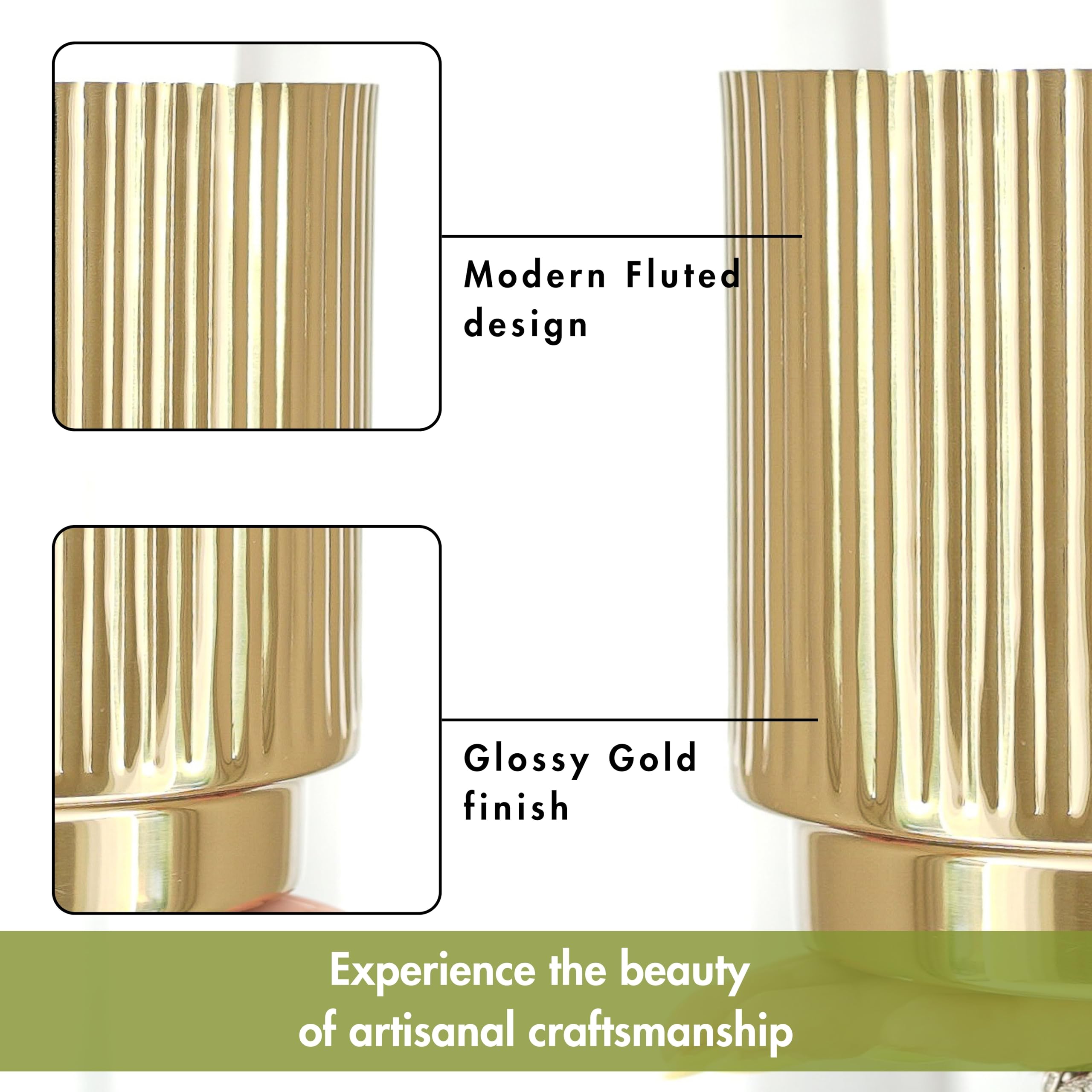 Gold Fluted Planter with Stand - Elegant Home Decor -4