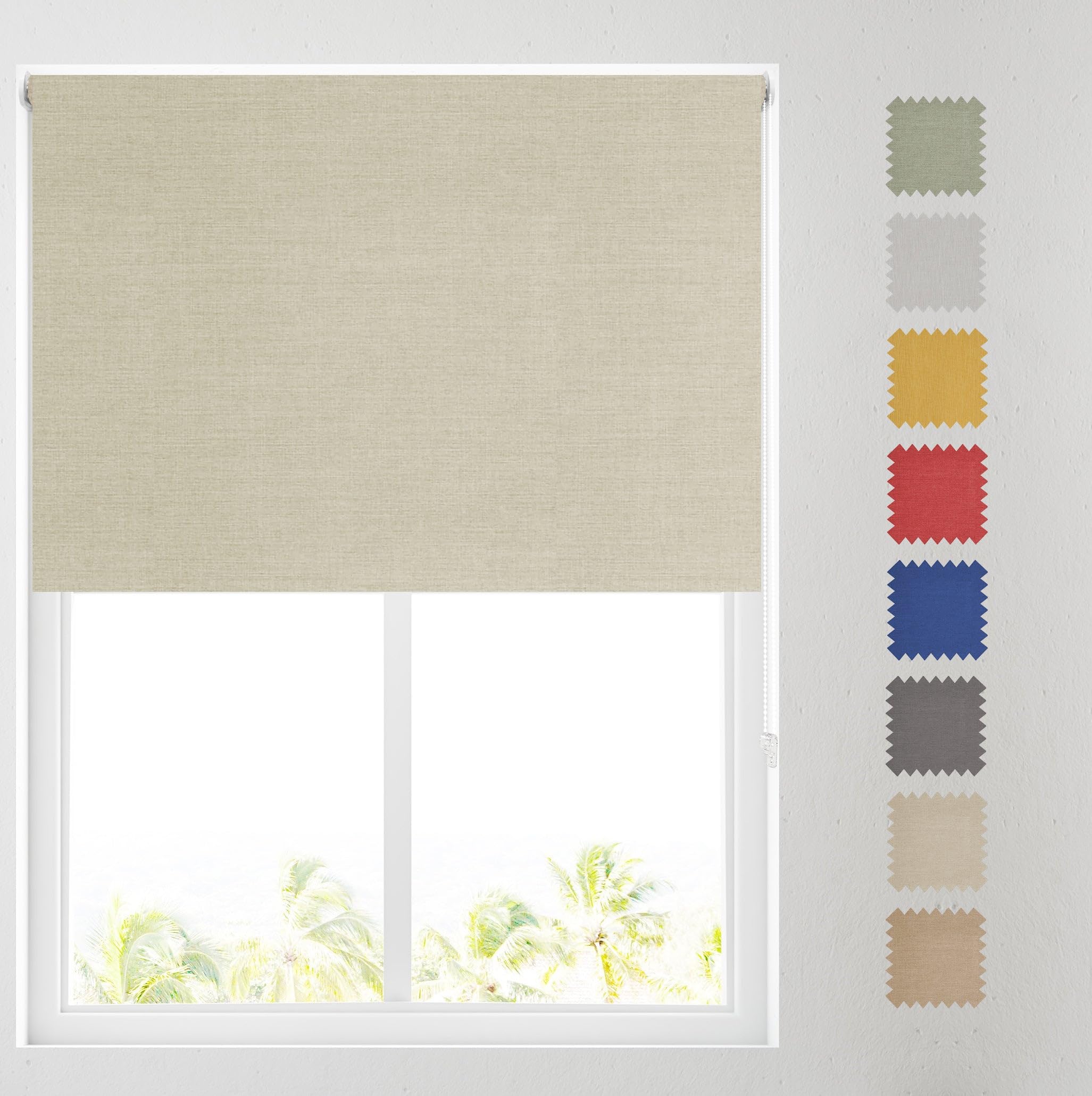 Barnes Blinds And Interiors Natural Barnes Blinds - Paris Textured Blackout Roller Blinds For Windows, Custom Cut To Size - Durable Fittings, Easy Fit ( 61Cm)
