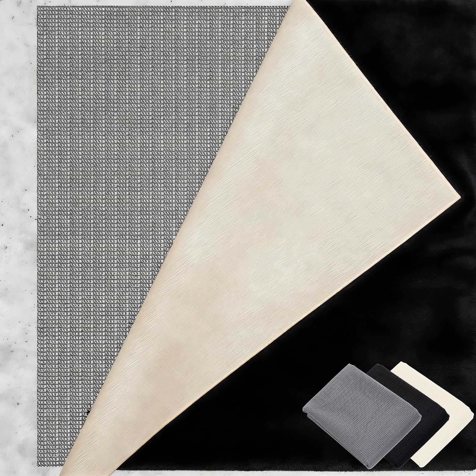 Rutschmatte Teppich 180 x 260 cm Waschbare, Wiederverwendbare, Hält Ecken Flach, Zuschneidbar, Teppich-Unterlage rutschfest Universell Einsetzbar für Alle Böden, Graubraun