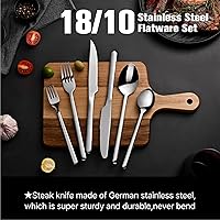 Vista 4 de KINGSTONE Juego de cubiertos de 48 piezas con cuchillos para carne, juego de cubiertos para 8, juego de cubiertos de acero inoxidable para mesa