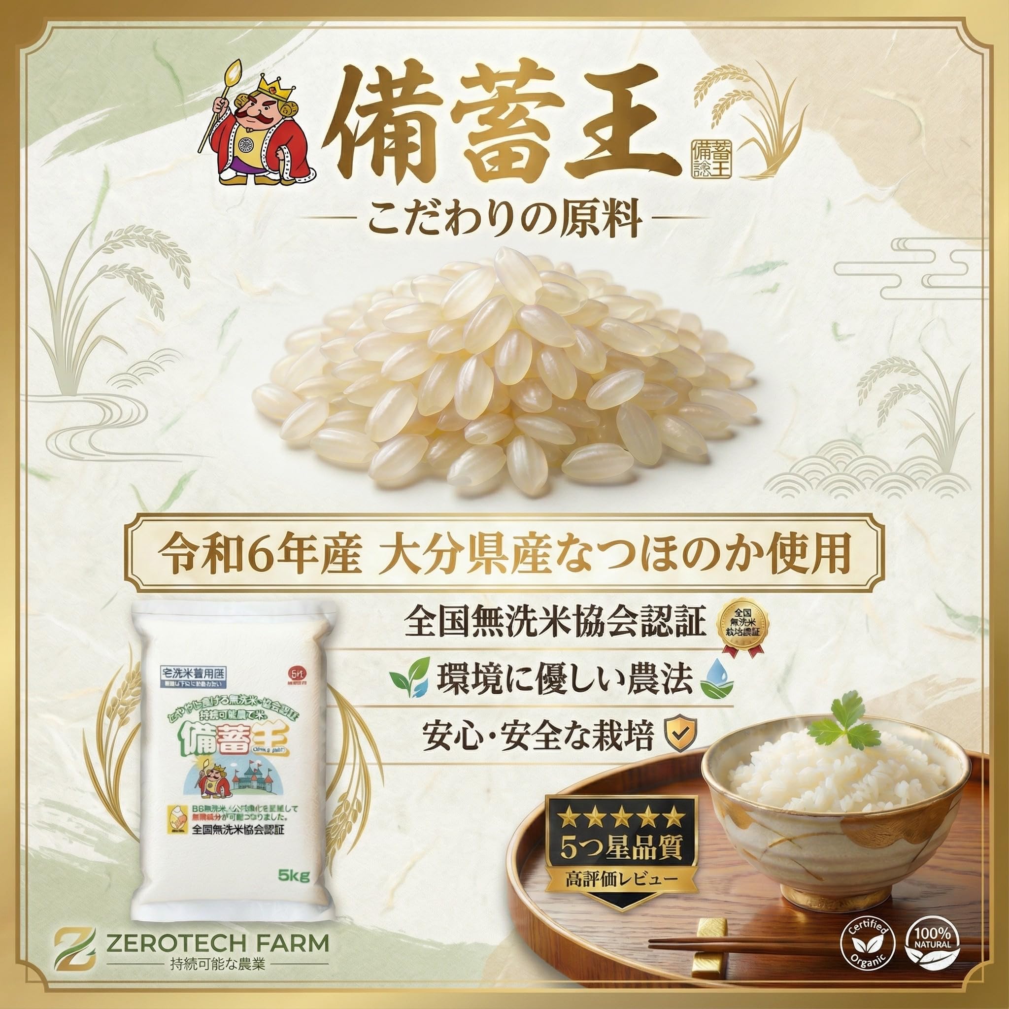 Amazon.co.jp: 【長期保存】備蓄王 無洗米 20kg（5kg×4袋）｜長期保存